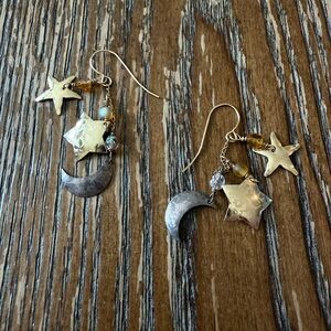 Gold and Silver Star and Moon Earrings-Holly Yashi